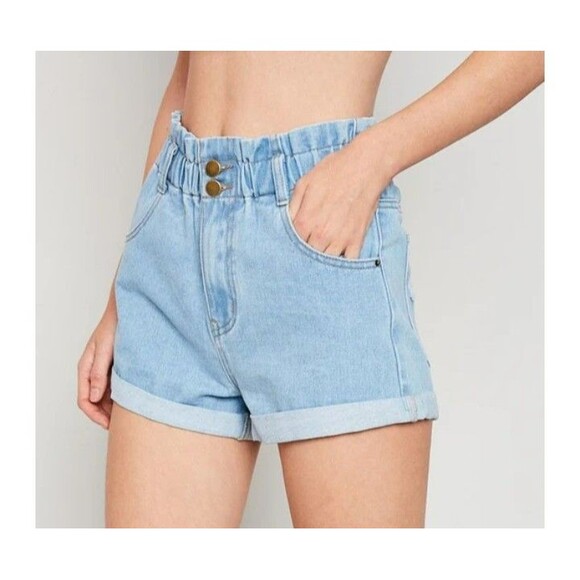 Hayden Pants - Hayden Los Angeles Women's Denim Shorts, Size L, High Waist, Light Blue.